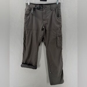 Prana Stretch Zion Pant II Mens 30x29.5 Gray Hiking Belted Roll Up Outdoor